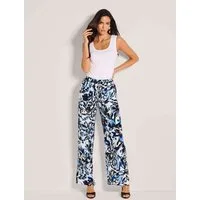 MADELEINE Stoffhose Sommerhose mit Allover-Print Palazzohose mit Komfortbund, Nahttaschen und Knöchellänge