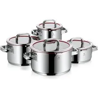 WMF Topf-Set Function 4 Induktion, Glasdeckel mit 4 Abgießfunktionen, Cromargan® Edelstahl Rostfrei 18/10 (Set, 8-tlg), wärmereduzierende Griffe, Induktions Töpfe Set mit Innenskalierung