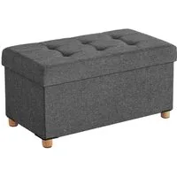 SONGMICS Sitzbank sitzhocker mit Stauraum, klappbare Sitztruhe, Fußbank,76/110cm,bis 300 kg belastbar