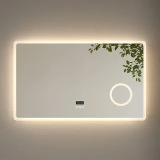 Emke Badspiegel, Transparent, Glas, Rechteckig, 100x60x3.5 cm, Badezimmer, Badezimmerspiegel, Badspiegel