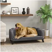 furnicato Hundebett Hundesofa Dunkelgrau 98,5L x 60,5B x 35,5H cm, Waschbares Hundebett mit Massivholzbeinen und hoher Rückenlehne