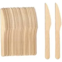 wisefood Einwegbesteck-Set Holzmesser - 16,5cm, natur (100-tlg), Holz