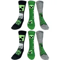 Minecraft Freizeitsocken MINECRAFT Kindersocken Jungen + Mädchen 6 Paar Gr.27/30 35/38 39/42 Minecraft Socken Kinder Jugendliche Jungen Mädchen