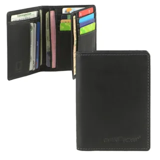 Ausweisetui Leder RFID-Schutz schwarz 9x12cm | Greenburry Vintage Kartenetui mit 11 Fächern. Sicherer Organizer für Kreditkarten und Ausweise.