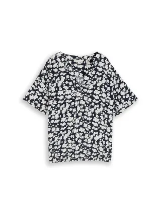 Tom Tailor - Bluse mit Muster blue ginkgo minimal - Gr. - 40