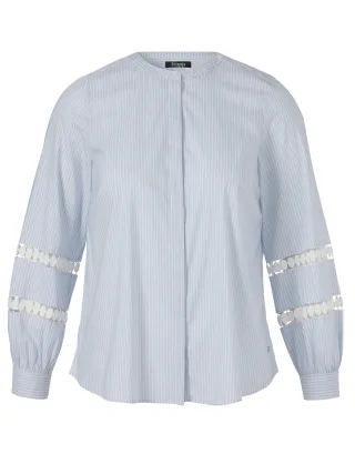 Frapp - Bluse Rundhals 1/1 Arm Streifen powder blue - Gr. - 44