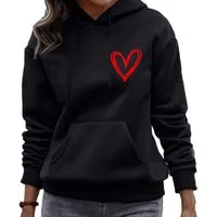 Banco Hoodie Damen Pullover Hoodie Love Liebe Herz Unifarbe Unifarben Größen XS - 6XL Hoodie