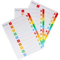 WESTCOTT Aktenordner Register für Ordner A4 (3er-Set), 3 x 10 Beschriftbare Trennblätter, Ordner Organizer 5 Farben, Robuste 160g/m² mit Eurolochung