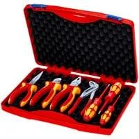 Werkzeug-Box "RED" Elektro Set 2, 7-teilig, Werkzeug-Set rot/gelb, mit Werkzeug-Sortiment für Elektriker