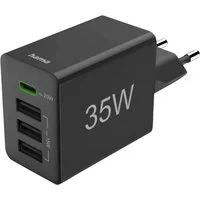 Hama Schnellladegerät, 1x USB-C PD, 3x USB-A, Mini-Ladegerät, 35W, Schwarz USB-Ladegerät