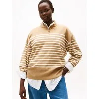 Tommy Hilfiger Curve Stehkragenpullover CRV CO JERSEY GOLD BTN MK-NK SWT in großen Größen, mit goldfarbenen Knöpfen
