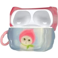 kwmobile Kopfhörer-Schutzhülle In-Ear Kopfhörer Case für Apple Airpods Pro 3, Hülle mit Karabiner - Headphones Case - Katze mit Pfirsichhut Design