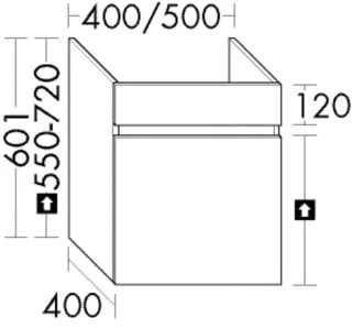 Burgbad Waschtischunterschrank System 30 Preisgruppe 3 Diago 601x400x400 Grau Hochglanz WZDM040RF1509