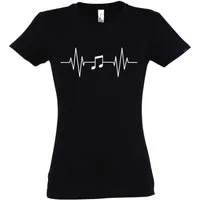 Youth Designz T-Shirt Heartbeat Musik Note Damen Shirt mit Music Frontprint