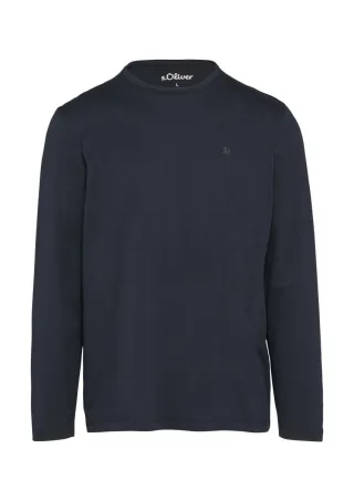 s.Oliver Red Label - Longsleeve aus Jersey mit Logo-Detail blau - Gr. - XL