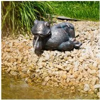 esotec Wasserspeier Solar Komplettset liegender Frosch Pepe 19x14x31cm mit Pumpe 101678 (Komplettset)