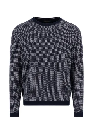 FYNCH-HATTON - O-Neck, jacquard, Winter Air Cotton navy - Gr. - XXL