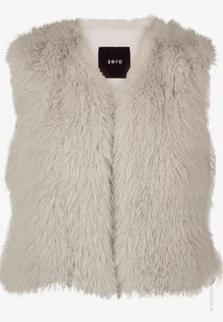 zero - Damen Kunstfellweste unifarben Bright Taupe - Gr. - 44