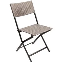 BRUBAKER Campingstuhl Toskana - Polyrattan Klappstuhl wetterfest und robust (Balkonstuhl klappbar, 1 St), Camping Stuhl für Garten Balkon Terrasse - Gartenstuhl - Grau Braun