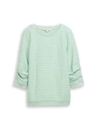 Denim Tom Tailor - Sweatshirt mit Streifenmuster tonal green structure stripe - Gr. - XL