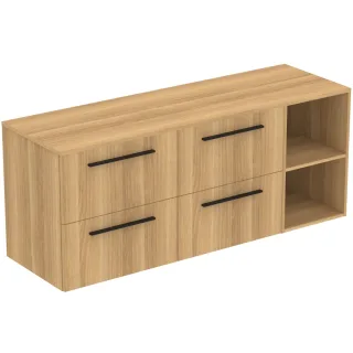 Ideal Standard Möbel-Set 160cm i.life B 4 Auszüge 2 off.Fächer Gr.Schwarz Eiche Natur, T5839NX T5839NX