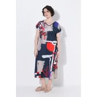 Ulla Popken Jerseykleid Jerseykleid V-Ausschnitt Schulter-Raffband