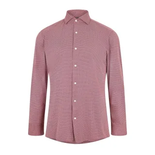 Boss Herren Geometric Oxford Hemd mit Spread-Kragen und langen Ärmeln (Braun)