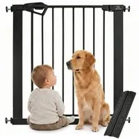 Bronea Treppenschutzgitter Babygitter Tür ohne bohren BALU Tür- & Treppenschutzgitter schwarz (75–82 cm verlängerbar bis 165 cm, SAFETY-LOCK Rot/Grün, ANTI-STOLPER-RAMPE, AUTO-CLOSE Türschutzgitter), Entwickelt, Geprüft & Zertifiziert in Deutschland 