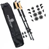 Sportisfaction Wanderstöcke Carbon Wanderstöcke Ultraleicht 260g Teleskop Trekkingstöcke 63-140cm, Ergo-Korkgriff Inkl. 5 Paar Aufsätze & Tasche Metall-Clip Verschluss
