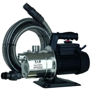 T.I.P. Clean Jet 1000 Plus Gartenpumpe - Edelstahl 30094, mit Ansauggarnitur, 3.300 l/h, 46 m Förderhöhe, 800 W