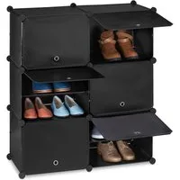 relaxdays Schuhregal Schwarzer Schuhschrank mit 12 Fächern