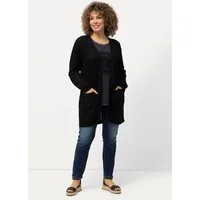Ulla Popken Strickjacke Long-Strickjacke Netz-Optik offene Form
