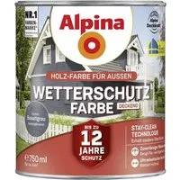 Alpina Wetterschutzfarbe Holzfarbe für außen deckend Basaltgrau 750 ml