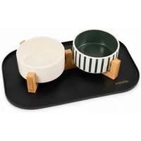 SNOEKIE Napfunterlage snoekie Napfunterlage für Katzen und Hunde, Silikon Futtermatte, wasserabweisend, rutschhemmend, flexibel, Anti-Verschütt-Rand