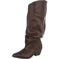 Ital-Design Damen Cowboystiefel kniehoch mit Blockabsatz Westernstiefel (92125409) Blockabsatz Stiefel in Braun