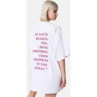 Worldclassca Print-Shirt Worldclassca Oversized Print T-Shirt lang Tee Sommer Oberteil Weiß