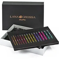 LANA GROSSA Rundstricknadeln Rundstricknadel Set Aluminium Rainbow mit Nadelspitzen 3,5 - 8,0 mm, Stricknadelset mit acht Nadelspitzenpaaren aus Aluminium 3,5 - 8,0 mm, Rundstricknadel-Set, Aluminium, austauschbare Spitzen, Schraubsystem