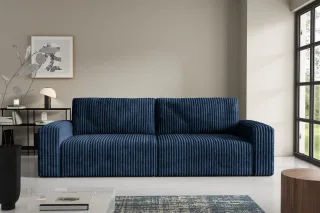 Sofa 3-Sitzer mit Schlaffunktion NATALIA in Stoff Tilia Dunkelblau