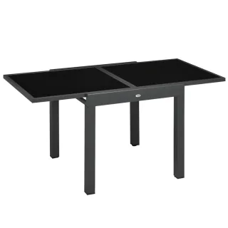 Outsunny Gartentisch,, Schwarz, Metall, 80x75x160 cm, Gartenmöbel, Gartentische, Gartentische