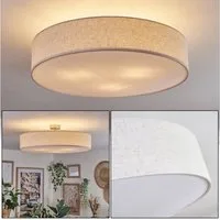 hofstein Deckenleuchte Deckenlampe aus Metall/Kunststoff in Nickel-matt/Weiß, ohne Leuchtmittel, runde Deckenleuchte im modernen Design (Schirm 60 cm), E27