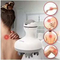Casativo Massagegerät Kopf- & Körper-Massagegerät 4 Massageköpfe Mobil Akku ölbeständig IPX7, bis zu 2,5 Std. Laufzeit/3D- Ganzkörpermassagegerät 4 Silikon-Köpfe