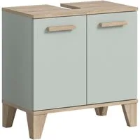 welltime Waschbeckenunterschrank MINTTU, Breite 60 cm, 2 Türen, 1 Einlegeboden, 2 Fächer (mit Siphonausschnitt 8x23 cm) Badmöbel, Badschrank, Schrank, Kommode, Bad, Unterschrank