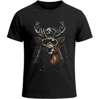 MoonWorks Print-Shirt Herren T-Shirt - Hirsch mit Skibrille - Aprés-Ski Fun-Shirt Grafik mit Print