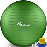 TRESKO Gymnastikball mit GRATIS Übungsposter inkl. Luftpumpe Yogaball, BPA-Frei Sitzball Büro Anti-Burst inkl. Luftpumpe, Fitnessball