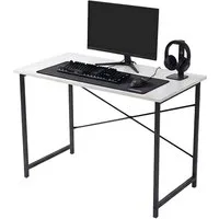 SURFOU Schreibtisch Computertisch Bürotisch Gaming Tisch PC Tisch (mit Metallgestell für Arbeitszimmer, Schlafzimmer, Wohnzimmer), für Büro Homeoffice Arbeitszimmer Schlafzimmer, aus Holzwerkstoff
