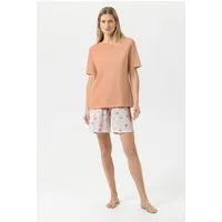 Mey Schlafanzug Mey Anzug kurz Serie Grapefruit Bliss Gestreift (2 tlg) Reine Baumwolle, Jersey-Qualität, purer Komfort