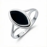 mantraroma Silberring SARALA Ellipse aus 925 Silber mit Onyx (Ring mit Schmuckbeutel), Damenring aus 925er Silber