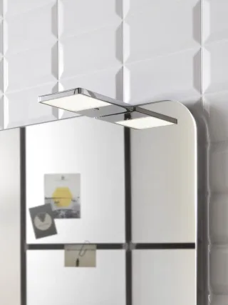 emco system 2 LED-Spiegelklemmleuchte eckig, 90 x 21, 5 x 151 mm, LED, dimmbar chrom, Energieeffizie 359500102