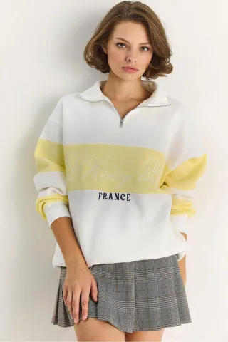 Bedrucktes Relaxed Fit Polo Sweatshirt