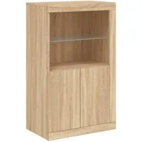 vidaXL Beistellschrank Beistellschrank mit LED-Leuchten Sonoma-Eiche Holzwerkstoff (1-St)